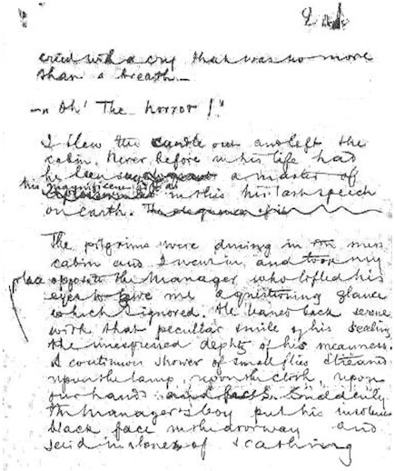 the horror manuscript page